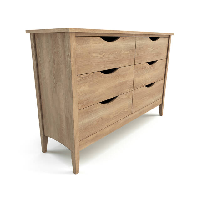 The Kingston 6 Drawer Chest of Drawers is an ideal remedy for a closet that is too full. It is so well crafted that it combines usefulness and eternal beauty. The Kingston collection is able to convey the cosy and comfortable feeling of natural wood which in turn makes it a perfect fit for any sophisticated living space.