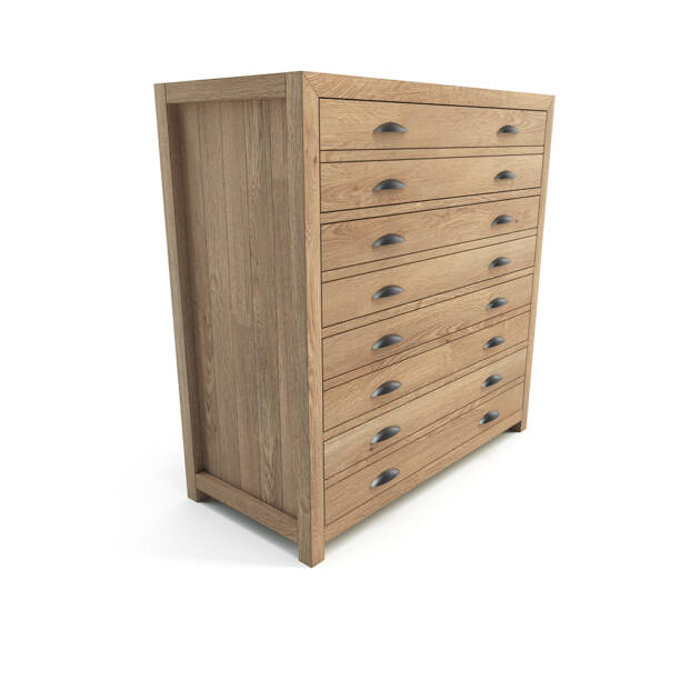 Paxton 4 Drawer Chest of Drawers: a luxurious yet understated piece fashioned from the finest materials. Inspired by an antique architect's drawer cabinet, this eye-catching storage solution also has a practical side to it as it focuses on functional spaces for the present. The Paxton Chest Dresser is unmatched in that it is made from solid wood of high quality and hence durability and stability are guaranteed.