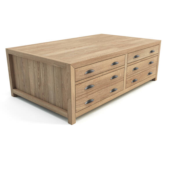 The Paxton Large Coffee Table will be your living room's anchor, a strong centrepiece that is reminiscent of a dining table from the olden times because of the antique architect's drawers. This large coffee table is equipped with drawers on both sides for sufficient storage, thus, it is a roomy place to keep the remotes, magazines, and more.
