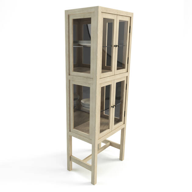 Cuba Tall Glass Cabinet with its fine beauty. Practical storage cabinet for drinks and crockery. Can be used as a freestanding kitchen cabinet, bathroom cabinet, or stylish glass display cabinet.